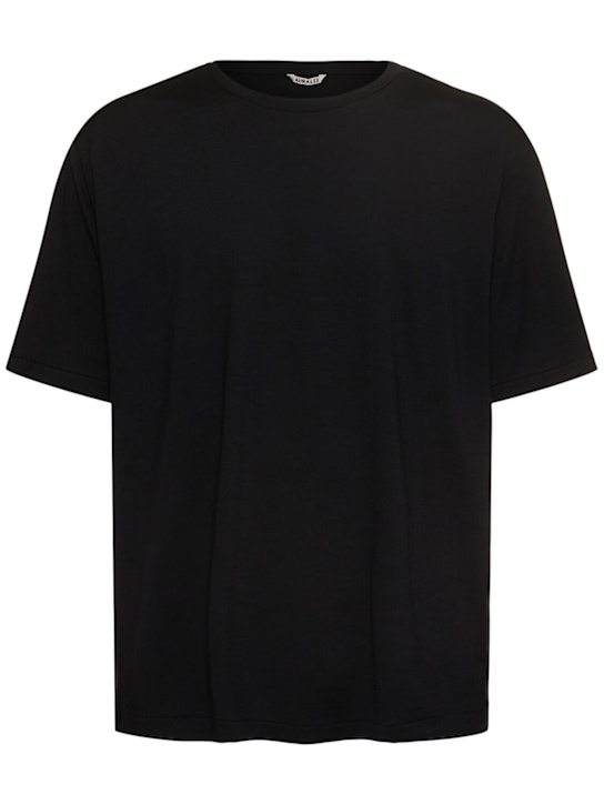 Auralee: Super soft wool jersey t-shirt - Black - men_0 | Luisa Via Roma
