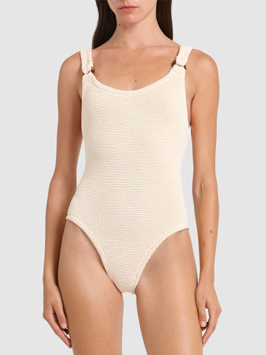 Hunza G: Domino one piece swimsuit - Beige - women_1 | Luisa Via Roma