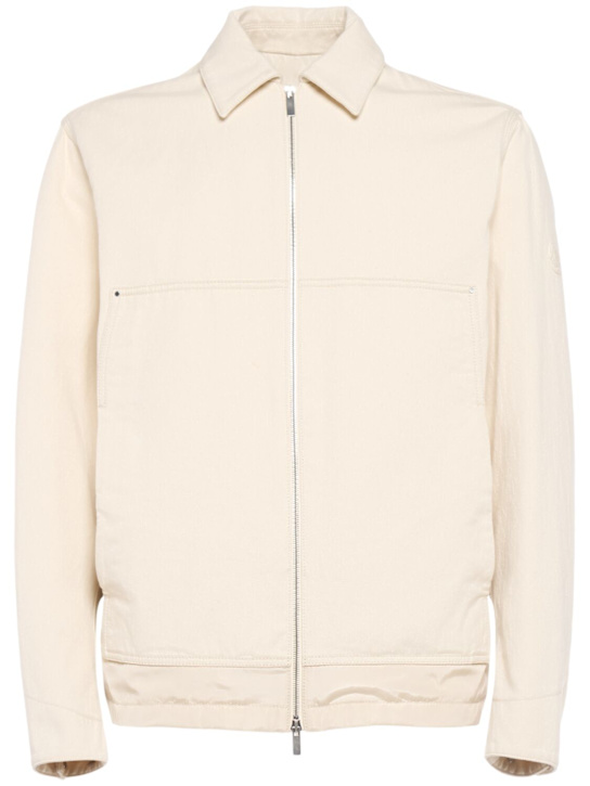 Moncler: Ormoy cotton denim down jacket - Ivory - men_0 | Luisa Via Roma