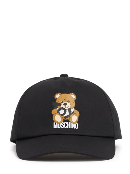 Moschino: Gorra de algodón estampada - Negro - kids-boys_0 | Luisa Via Roma