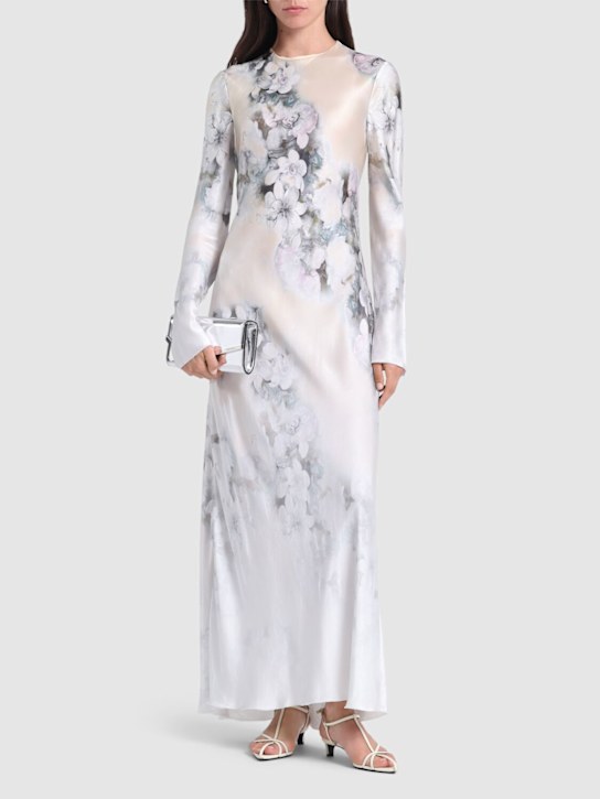 Alberta Ferretti: Degradé print satin long dress - women_1 | Luisa Via Roma
