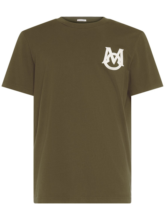 Moncler: Logo cotton jersey t-shirt - Kalamata - men_0 | Luisa Via Roma