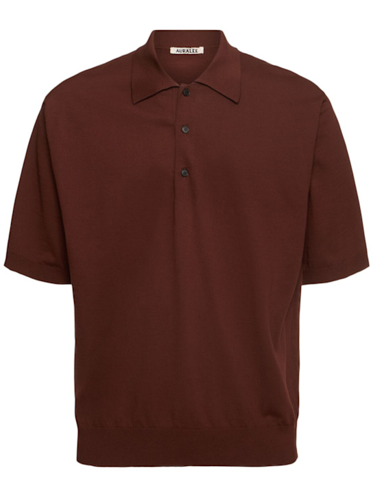 Auralee: Super high gauge cotton knit polo - men_0 | Luisa Via Roma