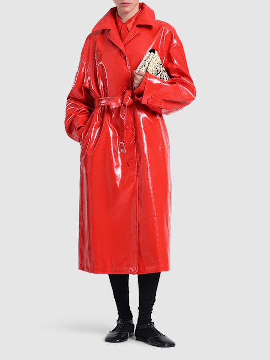 Coated linen trench coat - Thumbnail 2