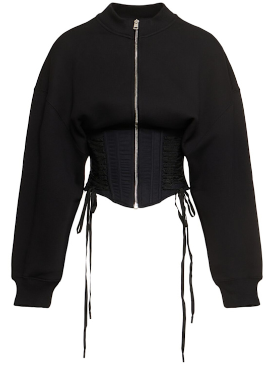 MUGLER: Heavy fleece jersey corset sweatshirt - women_0 | Luisa Via Roma