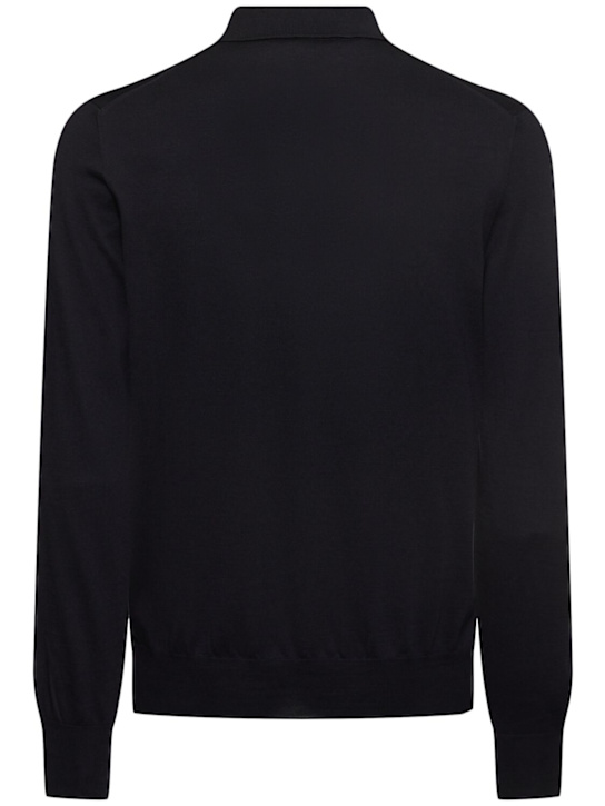 Pablo silk & cotton long sleeved polo - Thumbnail 2