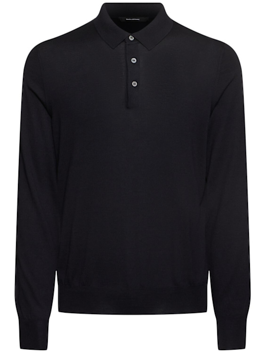 Pablo silk & cotton long sleeved polo - Thumbnail 1