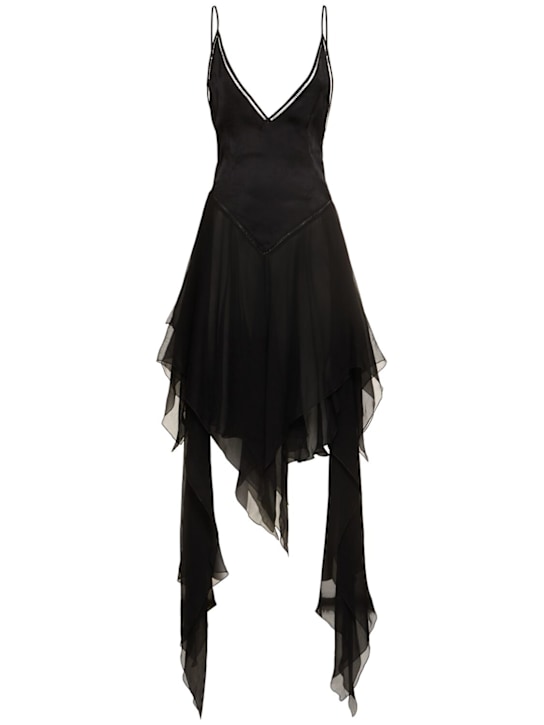 Ann Demeulemeester: Multilayer silk blend midi dress - women_0 | Luisa Via Roma