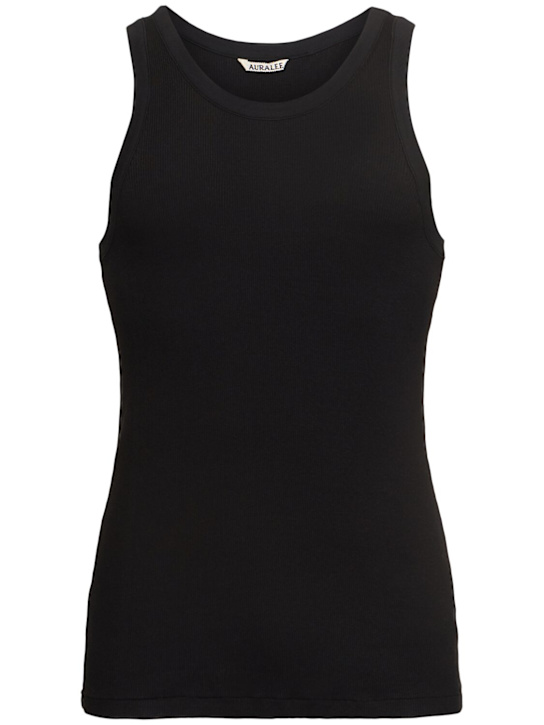 Auralee: Tanktop aus Bio-Baumwolljersey - Schwarz - men_0 | Luisa Via Roma
