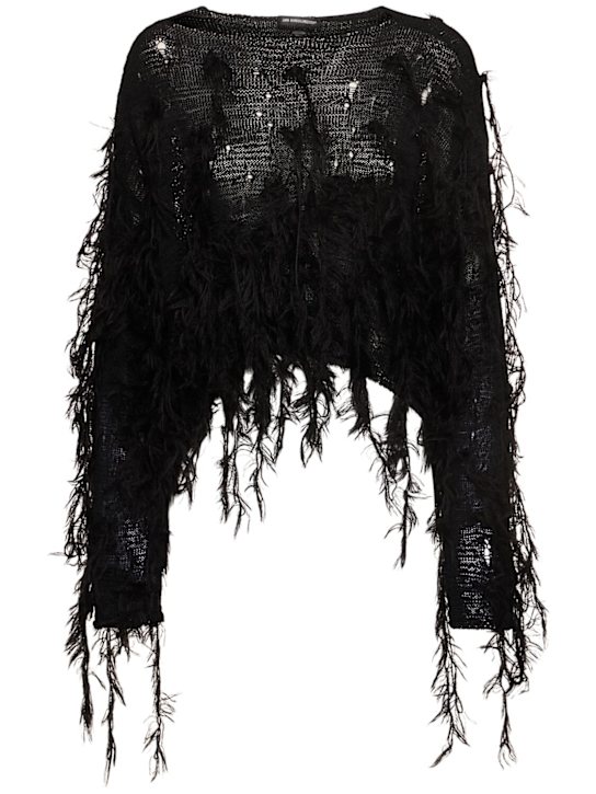 Ann Demeulemeester: Vilta boat neck open knit sweater - women_0 | Luisa Via Roma