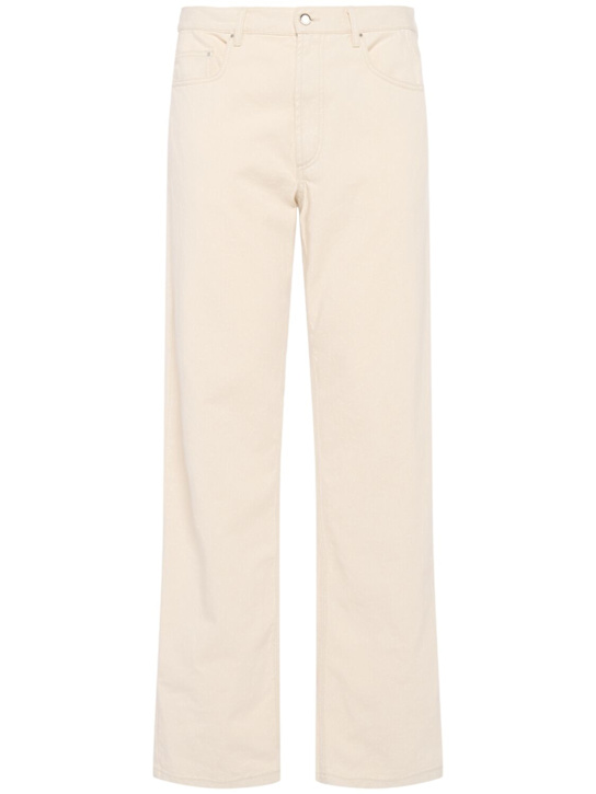 Moncler: Cotton denim straight jeans - Ivory - men_0 | Luisa Via Roma