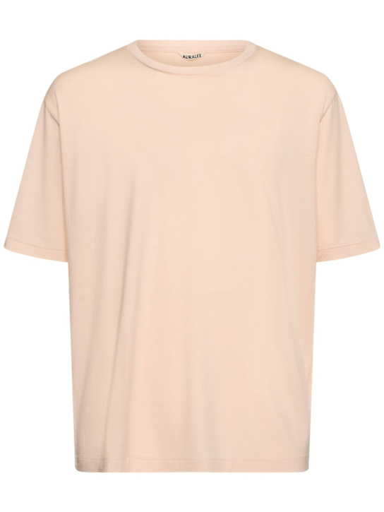Auralee: 超柔软羊毛平纹针织T恤 - 浅粉色 - men_0 | Luisa Via Roma