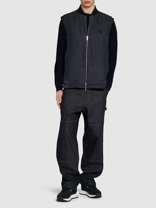 Moncler: Ranche cotton denim down vest - Denim - men_1 | Luisa Via Roma