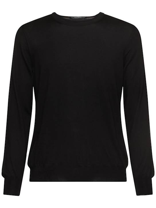 Gray silk & cotton crewneck sweater