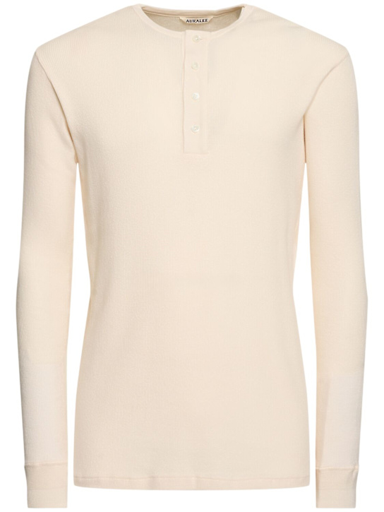 Auralee: ネックオーガニックコットンリブTシャツ - men_0 | Luisa Via Roma