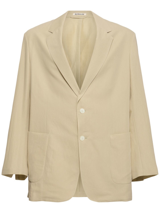 Auralee: Viyella light cotton & wool jacket - Light Khaki - men_0 | Luisa Via Roma