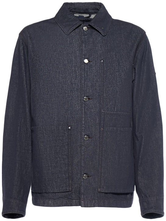 Moncler: Forets cotton denim down jacket - Denim - men_0 | Luisa Via Roma