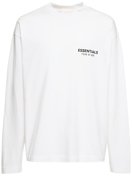 Fear of God ESSENTIALS: Classic fit fleece long sleeve t-shirt - White - men_0 | Luisa Via Roma