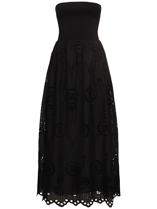 Matteau: Embroidered strapless long dress - Black - women_0 | Luisa Via Roma