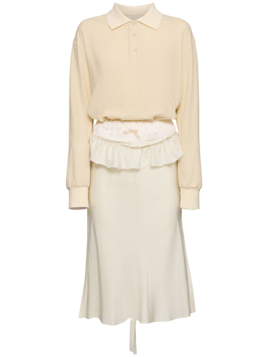 Maison Margiela: Layered cotton blend midi dress - women_0 | Luisa Via Roma