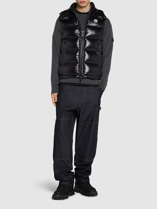 Moncler: Bormes hooded nylon down vest - Black - men_1 | Luisa Via Roma