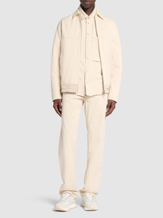 Moncler: Ormoy cotton denim down jacket - Ivory - men_1 | Luisa Via Roma