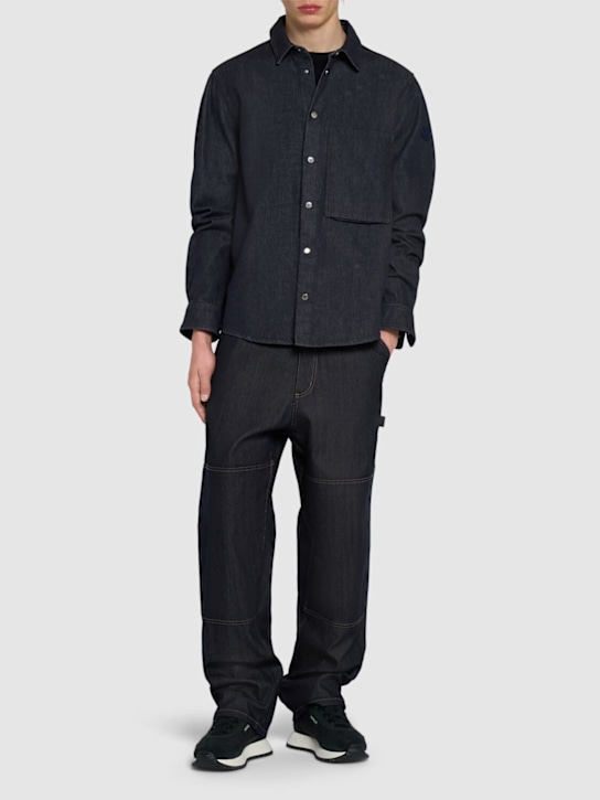 Moncler: Cotton denim shirt - Denim - men_1 | Luisa Via Roma