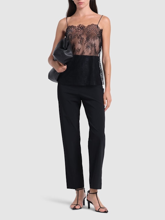 Alberta Ferretti: High waist stretch wool straight pants - women_1 | Luisa Via Roma