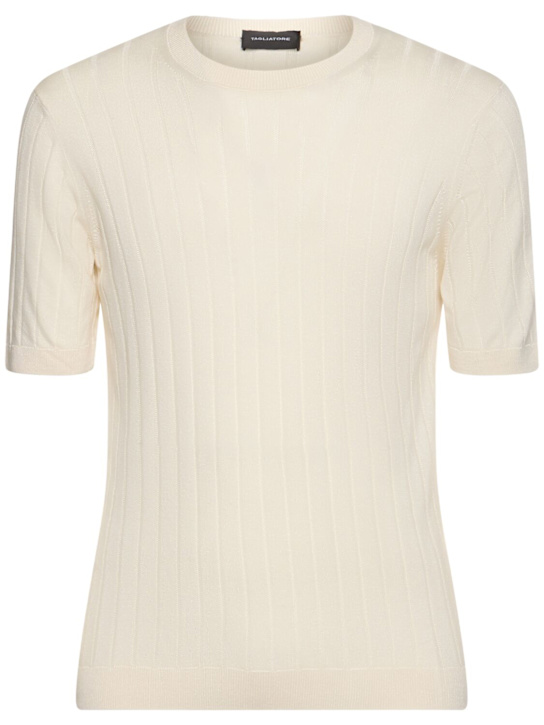 Tagliatore: Roden silk knit crewneck sweater - men_0 | Luisa Via Roma