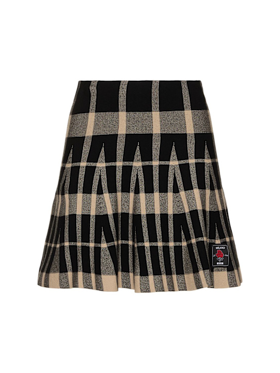 MSGM: Viscose blend knitted mini skirt - women_0 | Luisa Via Roma