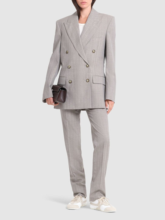 Stella McCartney: Striped wool double breast blazer - women_1 | Luisa Via Roma