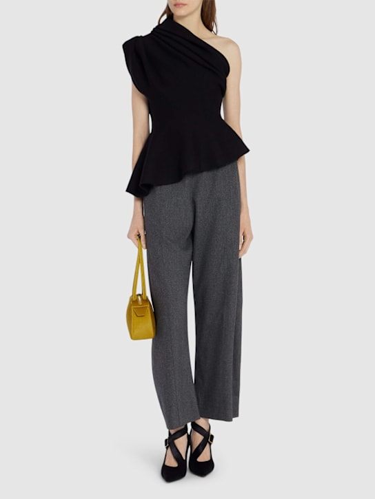 Khaite: Aimee wool one shoulder draped top - Black - women_1 | Luisa Via Roma