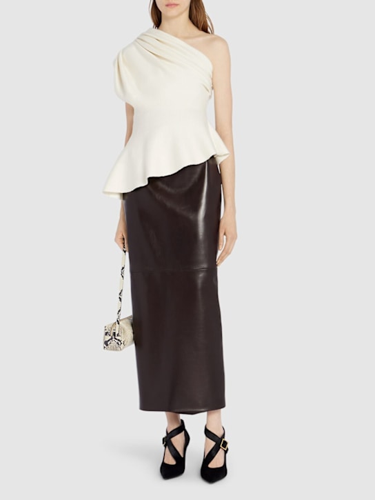 Khaite: Top drapé en laine Aimee, à une épaule - women_1 | Luisa Via Roma