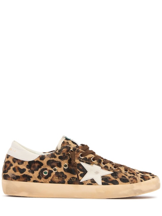 Golden Goose: 20毫米Super-Star带毛皮革运动鞋 - 豹纹 - women_0 | Luisa Via Roma