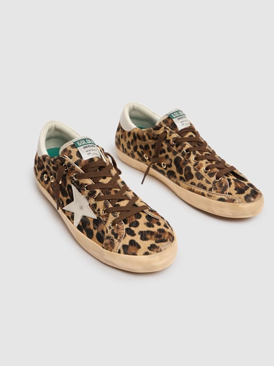 Golden Goose: 20毫米Super-Star带毛皮革运动鞋 - 豹纹 - women_2 | Luisa Via Roma