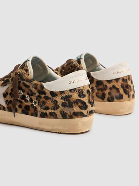 Golden Goose: 20毫米Super-Star带毛皮革运动鞋 - 豹纹 - women_4 | Luisa Via Roma
