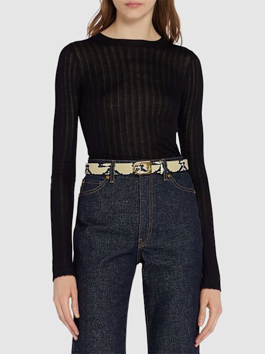 Khaite: 3cm Saddle python print leather belt - Natural - women_1 | Luisa Via Roma