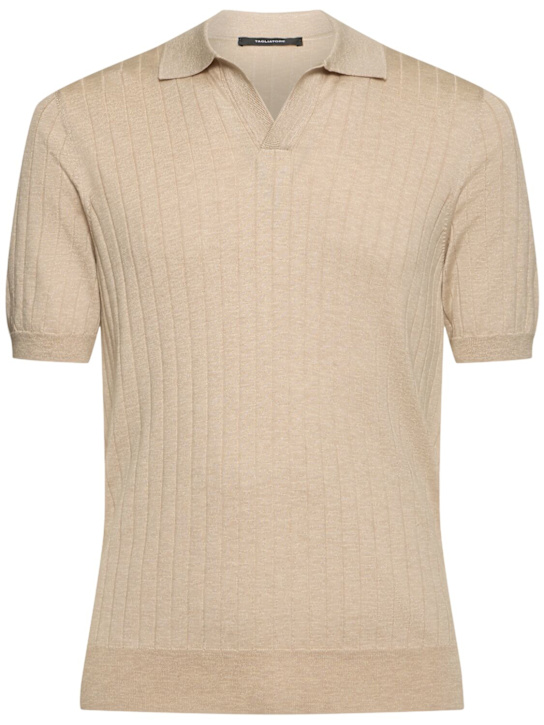 Tagliatore: Posh ribbed silk & cotton polo - men_0 | Luisa Via Roma