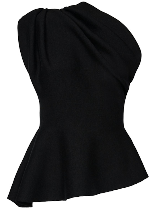 Khaite: Aimee wool one shoulder draped top - Black - women_0 | Luisa Via Roma