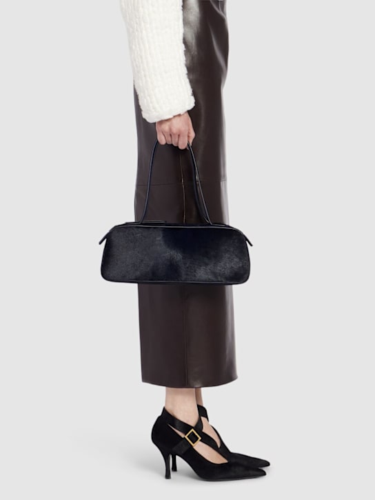 Khaite: Simona pony skin shoulder bag - Midnight Blue - women_1 | Luisa Via Roma