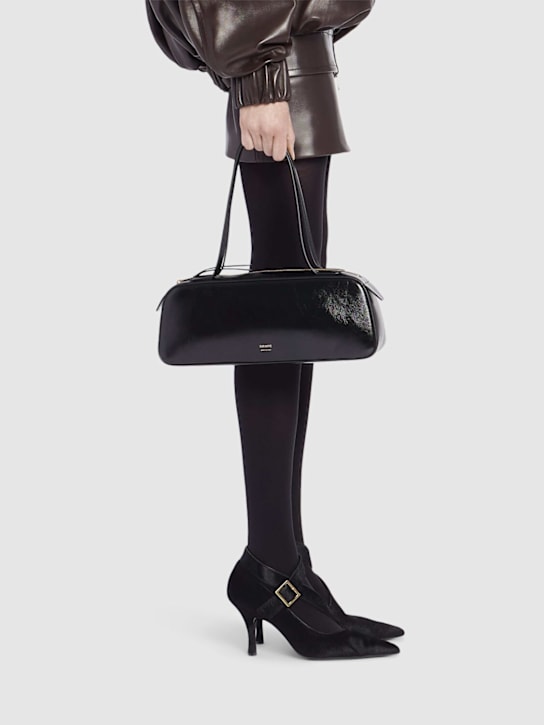 Khaite: Simona crackled patent shoulder bag - Black - women_1 | Luisa Via Roma