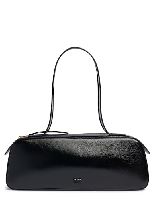 Khaite: Simona crackled patent shoulder bag - Black - women_0 | Luisa Via Roma