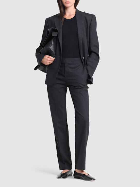 Alberta Ferretti: Tropical wool blend straight pants - women_1 | Luisa Via Roma