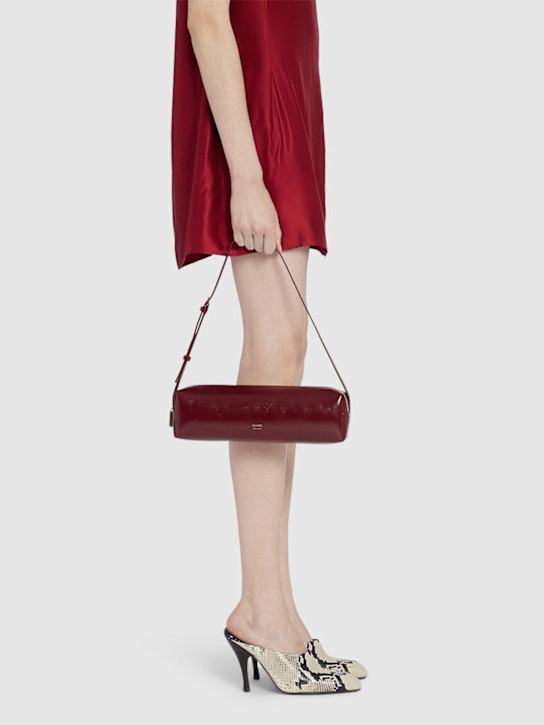 Khaite: Kye crackled patent leather shoulder bag - Oxblood - women_1 | Luisa Via Roma