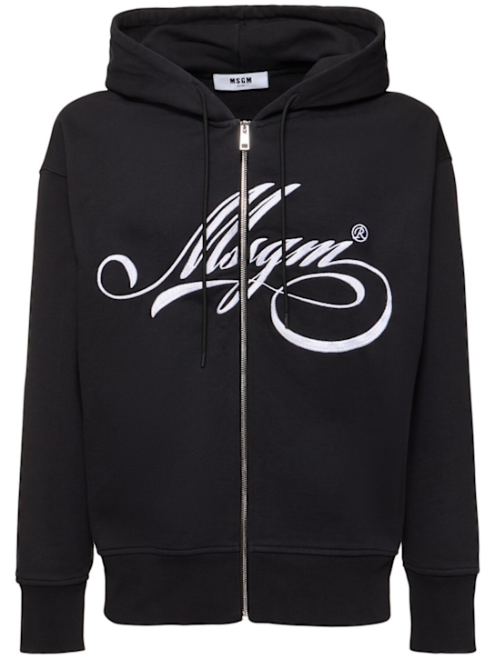 MSGM: Zip-up cotton sweatshirt - men_0 | Luisa Via Roma