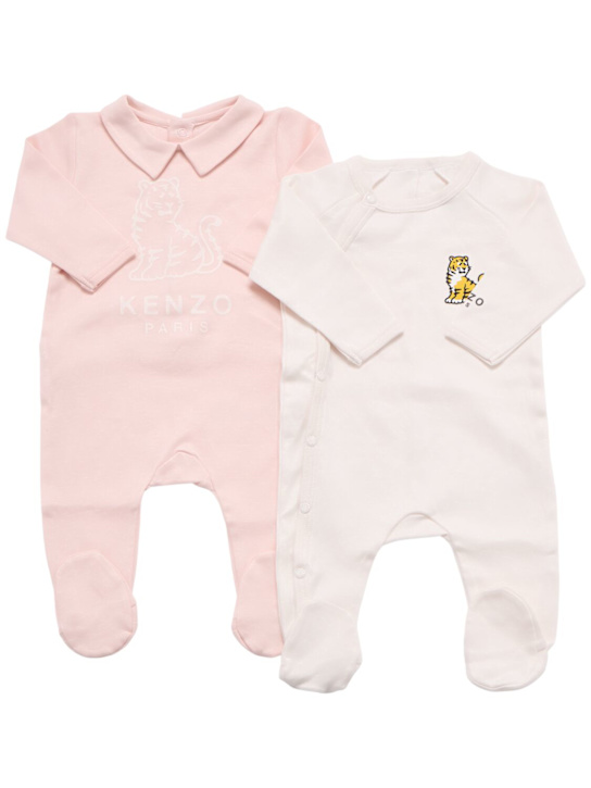 Kenzo Kids: Set of 2 printed cotton rompers - kids-girls_0 | Luisa Via Roma