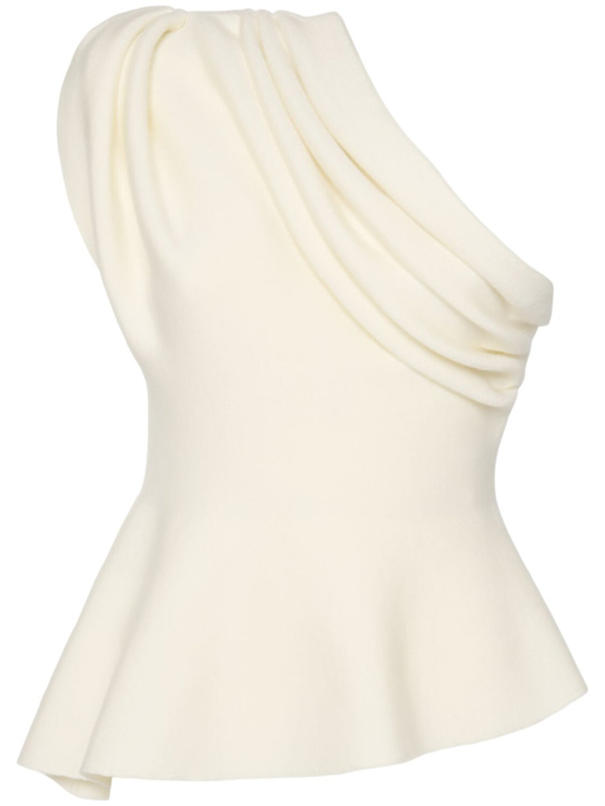 Khaite: Top drapé en laine Aimee, à une épaule - women_0 | Luisa Via Roma