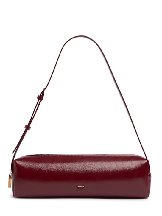Khaite: Kye crackled patent leather shoulder bag - Oxblood - women_0 | Luisa Via Roma