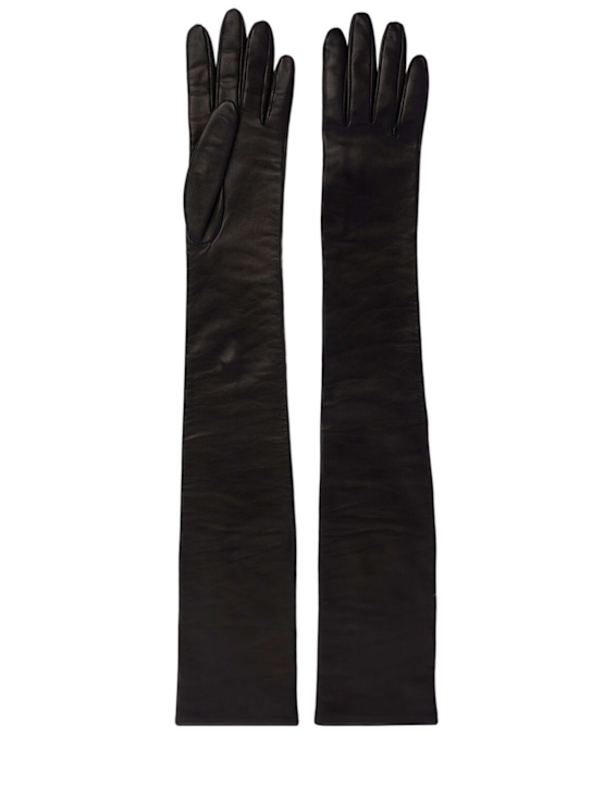Khaite: Remo nappa leather long gloves - ブラック - women_0 | Luisa Via Roma