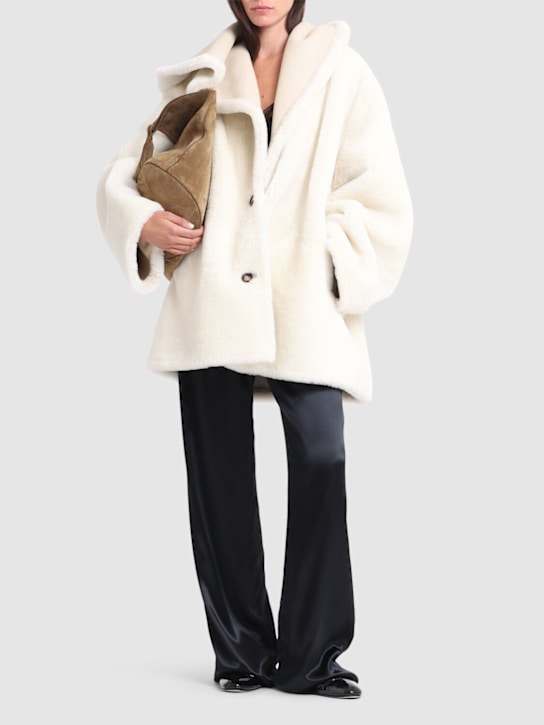 Alberta Ferretti: Single breast plush jacket - women_1 | Luisa Via Roma